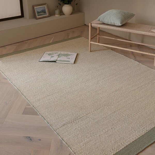 Кремав/светлозелен ръчно изработен вълнен килим 160x230 cm Lima Sage – Asiatic Carpets