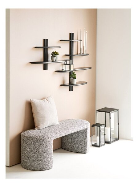 Черен на няколко нива стенен рафт от масивен дъб 65 cm Aliano – House Nordic