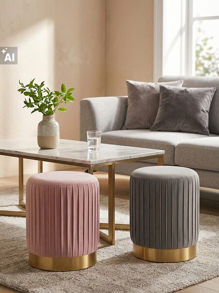Sinsay - Пуф с декоративни шевове - пастелнорозово