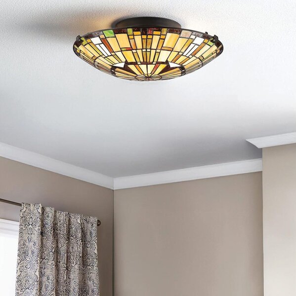Quoizel QZ-REED-F-VB - Таванно осветително тяло Tiffany REED 2xE27/60W/230V Ø 42 см