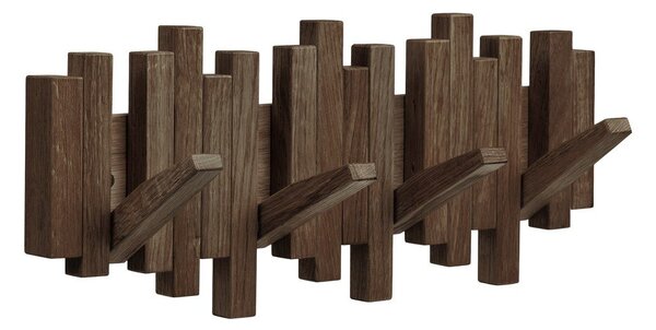 Тъмнокафява стенна закачалка от масивен дъб 40 cm Caltra – House Nordic