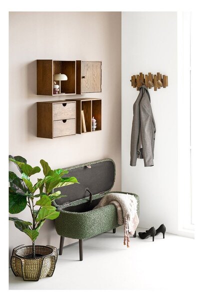 Тъмнокафява стенна закачалка от масивен дъб 40 cm Caltra – House Nordic