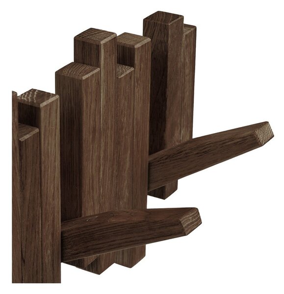 Тъмнокафява стенна закачалка от масивен дъб 40 cm Caltra – House Nordic