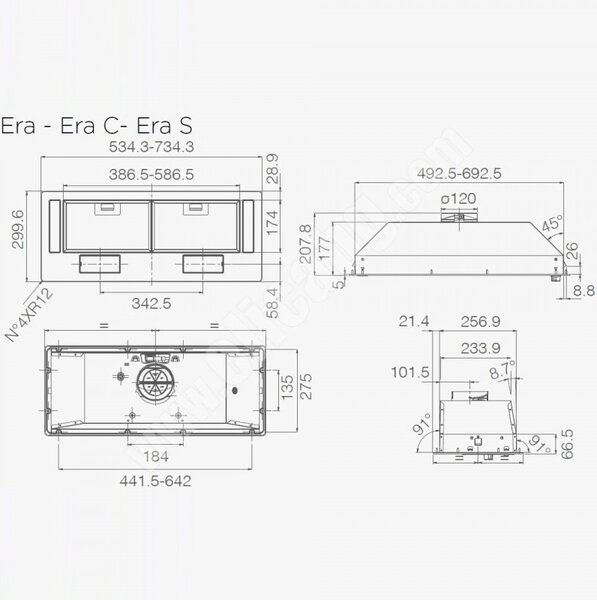 Абсорбатор за вграждане Elica Era C IX 52, 146 W, 52 см, Клас D, 368 м3/ч, LED осветление, Инокс