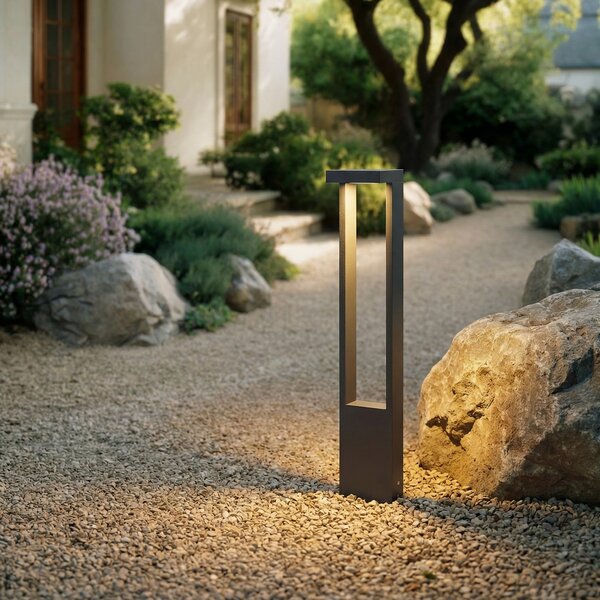 Lindby LED осветление за пътеки Lonete, височина 65 cm, антрацит, IP65, Черен, Алуминий, Модерен