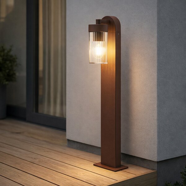 Lindby осветление за пътеки Kaliro, ръжда, 60 cm, E27, IP54, Кафяв / ръждив, Алуминий, Модерен