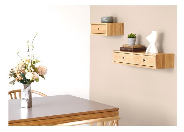 Стенен рафт от масивен дъб в светло естествен цвят 80 cm Luzern – House Nordic