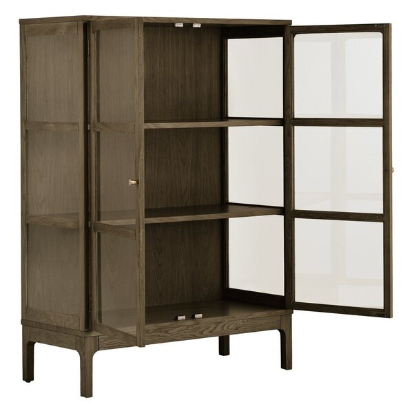 Тъмнокафява витрина от декор от дъб 90x126x40 cm Zamora – House Nordic