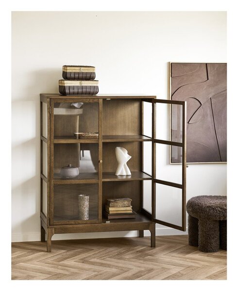 Тъмнокафява витрина от декор от дъб 90x126x40 cm Zamora – House Nordic