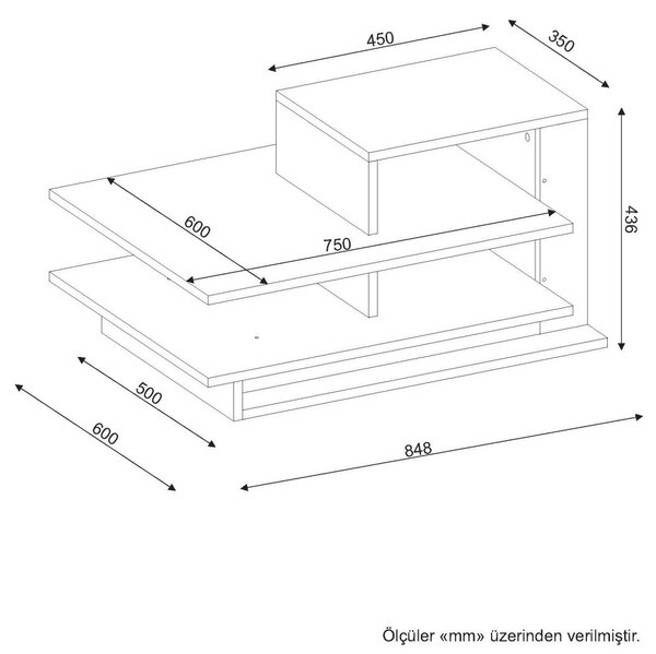 Масичка за кафе Венус Бял 84.8x43.6x60 см