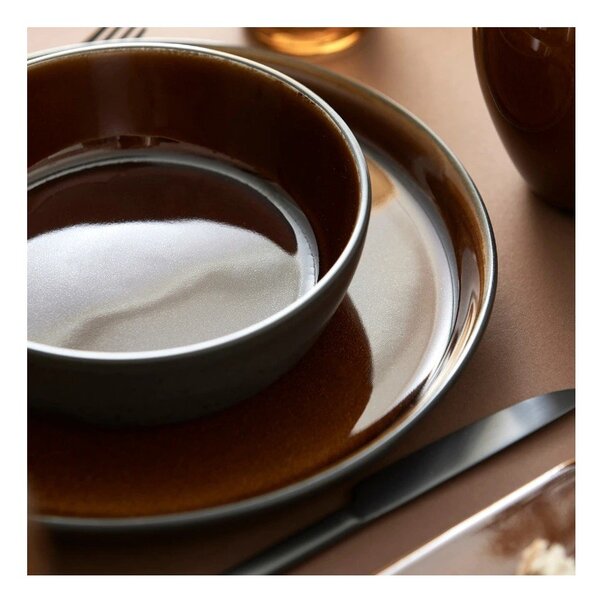 Черна/в кехлибарен цвят десертна глинена чиния ø 17 cm Gastro Black/Amber – Bitz