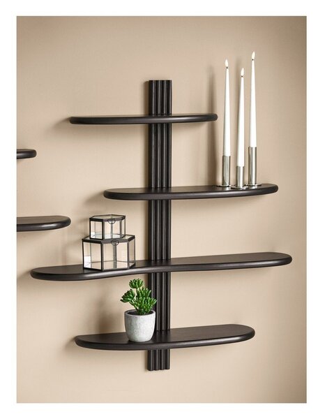 Черен на няколко нива стенен рафт от масивен дъб 80 cm Aliano – House Nordic