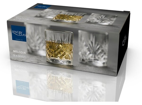 Кристални стъклени чаши в комплект 6 бр. за шотове 80 ml Melodia – Lyngby Glas