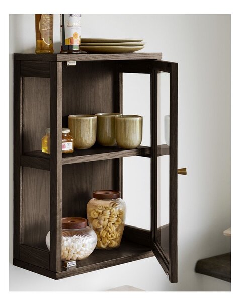 Тъмнокафява висяща витрина от декор от дъб 40x60x20 cm Zamora – House Nordic