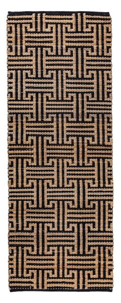 Черна/естествена ръчно изработена пътека със смес от юта 80x230 cm Meander Jute – Flair Rugs