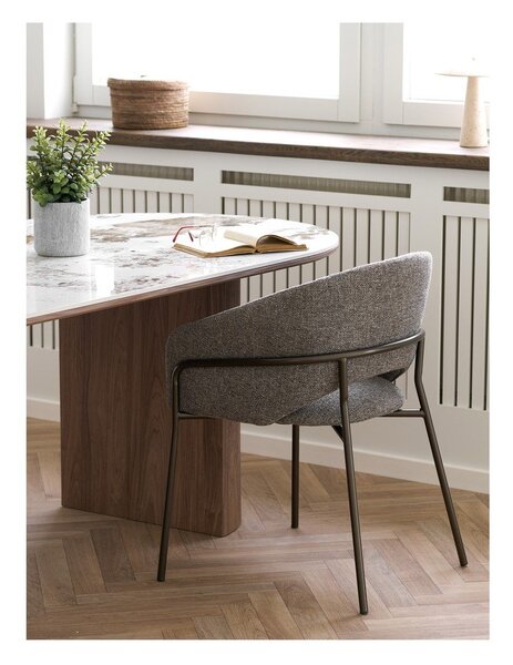 Сив стоманен трапезен стол с подлакътници Costa – House Nordic