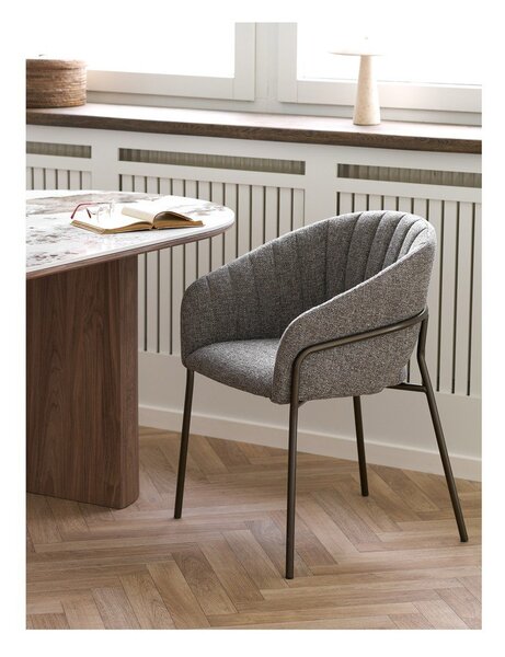 Сив стоманен трапезен стол с подлакътници Costa – House Nordic