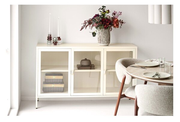 Кремава стоманена витрина 140x85x40 cm Brisbane – House Nordic