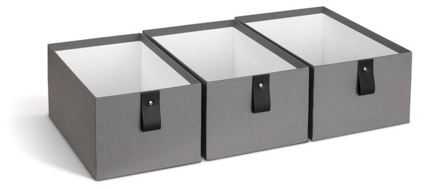Сиви картонени кутии за съхранение в комплект от 3 бр. 20,5x29,5x14,5 cm Aston Paper Laminate – Bigso