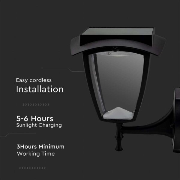 LED соларна стенна лампа LED/2W/3,7V 3000/6000K IP65 2200 mAh черна