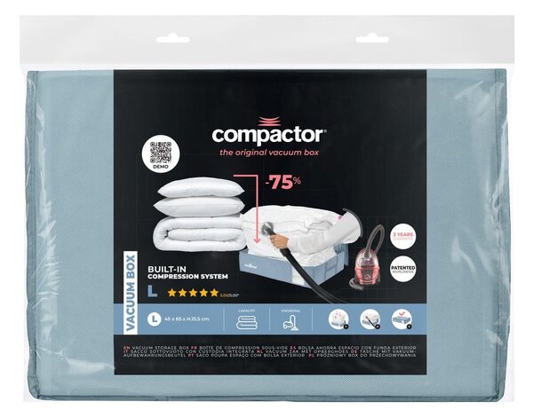 Вакуумна пластмасова кутия за съхранение под леглото 65x45x15,5 cm Blue Edition – Compactor
