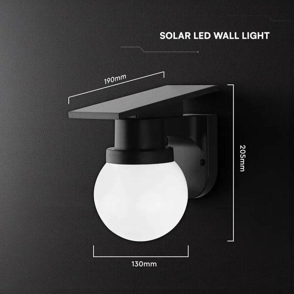 LED соларна стенна лампа LED/3,7V 3000/4000/6400K IP54 1800 mAh черна + дистанционно управление