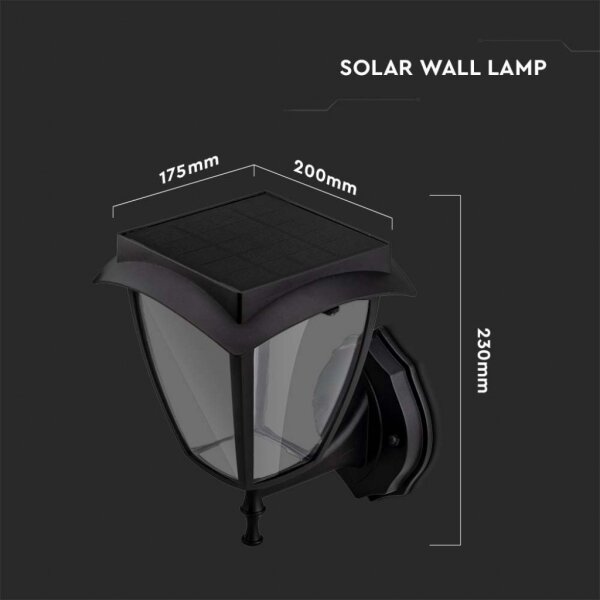 LED соларна стенна лампа LED/2W/3,7V 3000/6000K IP65 2200 mAh черна