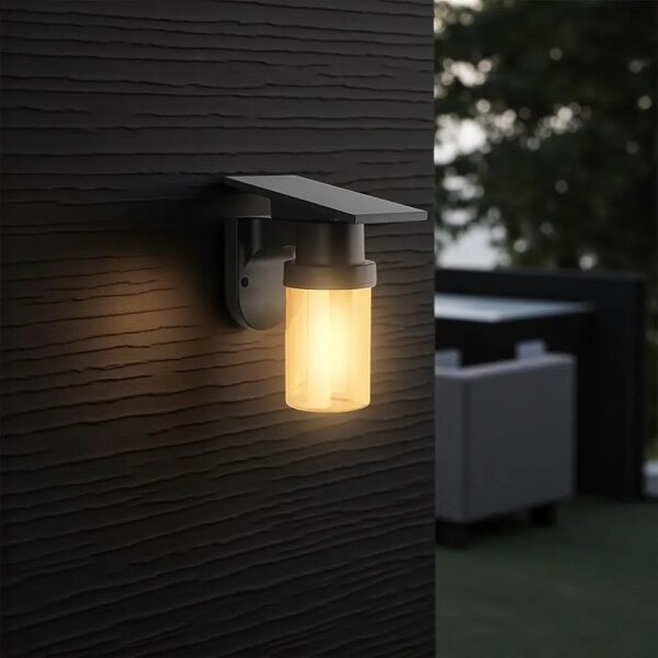 LED Sol стенна лампа LED/3,7V 2700/3200/5000K IP54 1800 mAh черна/димчато бежова + дистанционно управление