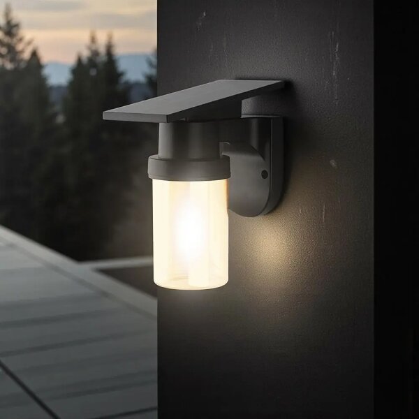 LED Sol стенна лампа LED/3,7V 2700/3200/5000K IP54 1800 mAh черна/димчато бежова + дистанционно управление