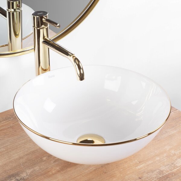Умивалник за плот Rea Stella White gold edge