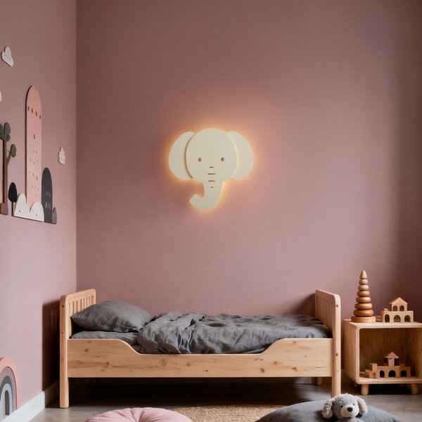 Детска стенна лампа бежова с LED 3-степенно димиране - Ellie the Elephant