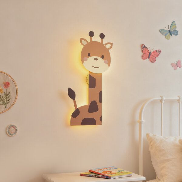 Детска стенна лампа кафява с LED 3-степенно димиране - Gigi the Giraffe
