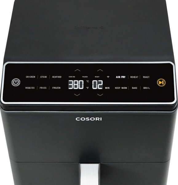 Фритюрник с горещ въздух Cosori Dual Blaze CAF-P681S, 1700 W, 6.4 л, 12 програми, 360 ThermoIQ, Двойни нагреватели, Черен