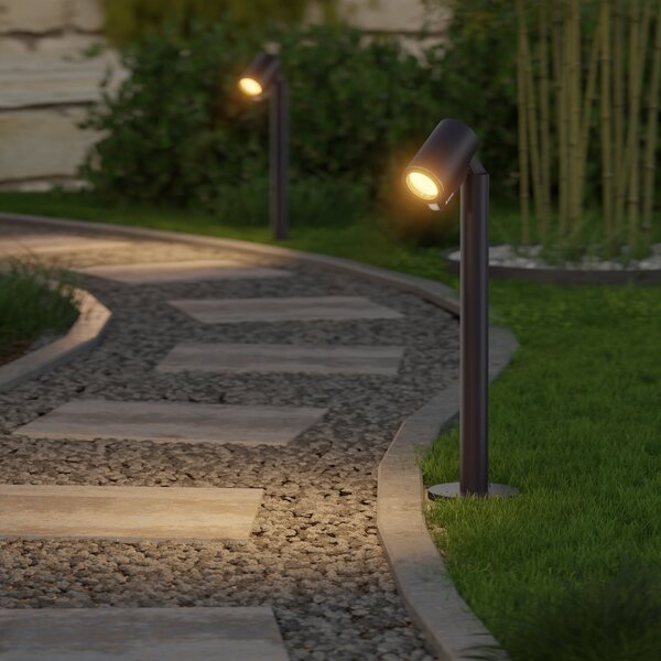 STEINEL LED лампа за цокли Way C, черна, алуминий, IP65, RGBWW, Затъмняване, Черен, Алуминий, Модерен