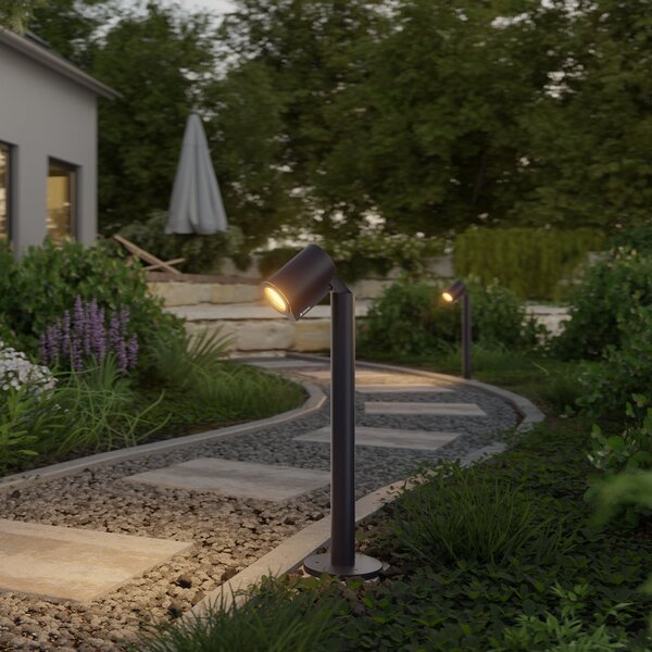 STEINEL LED лампа за цокли Way C, черна, алуминий, IP65, RGBWW, Затъмняване, Черен, Алуминий, Модерен