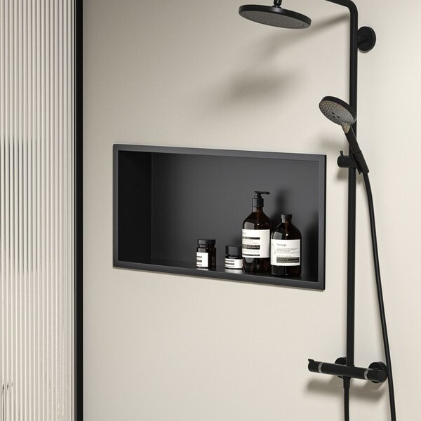 Вграден рафт за баня 30x60 black matt