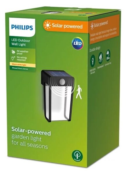 Philips - LED соларен стенен фенер с сензор SHROUD LED/2,3W/3,7V IP44