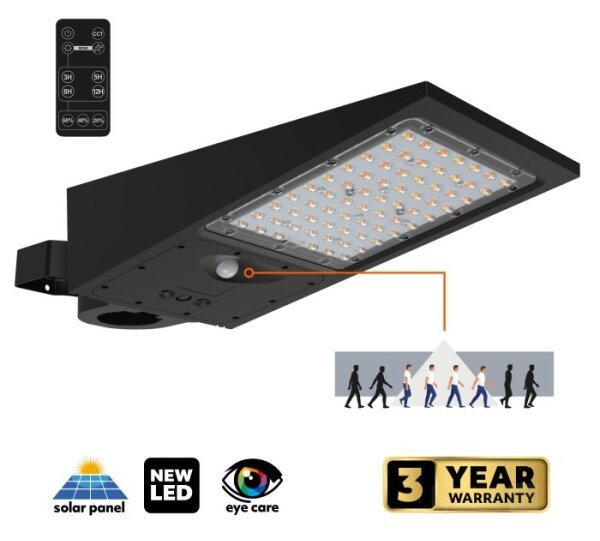 LED соларна улична лампа със сензор STREET LED/30W/9,6V 3000/4000K 6000 mAh IP65