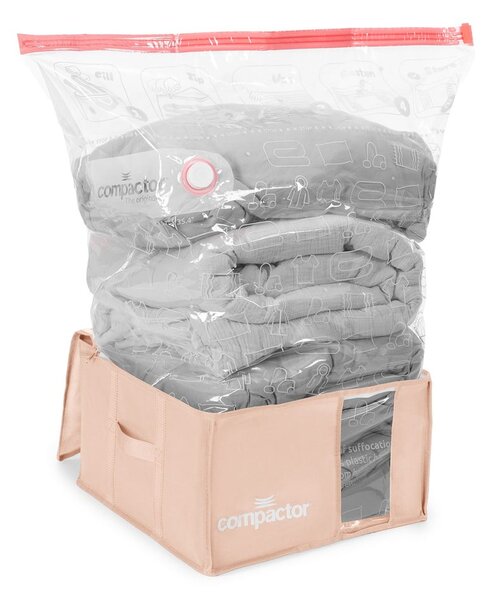 Вакуумна пластмасова кутия за съхранение на дрехи 42x40x25 cm Pink Edition – Compactor