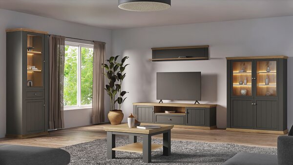 TV шкаф THIRTEEN, 200 см, сиво