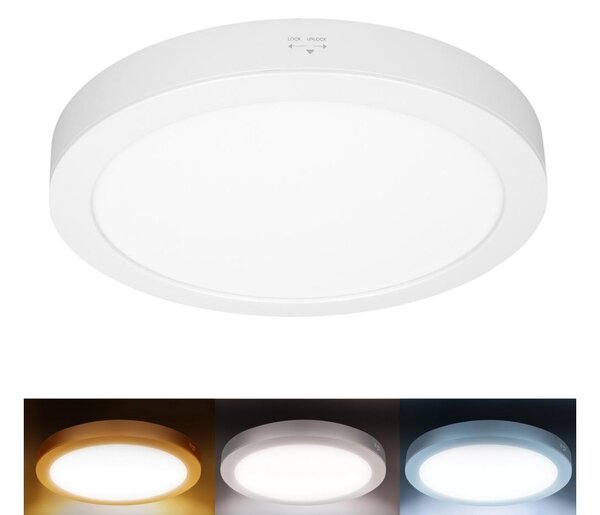 Solight WD242-W - LED панел 2 в 1 18W/230V 3000/4000/6000K, диаметър 22,5 см, IP54, бял