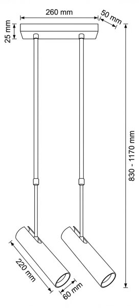 Brilagi - Полилей на тръба SELE 2xGU10/30W/230V бежов