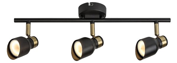 RABALUX Lilou, indoor matte black + gold metal ceiling lamp, GU10 3xMAX25W, shade: D5,5cm, lamp: L45cm, H18cm, installation diam