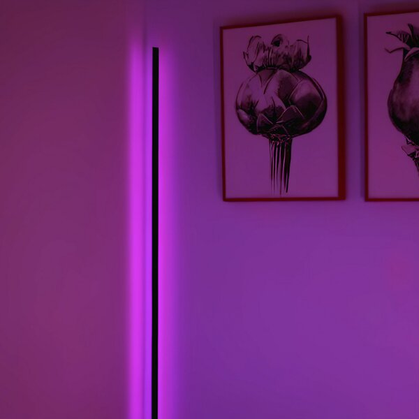 OSRAM SMART+ WiFi LED стояща лампа ROUND черна 140 cm RGB CCT, Затъмняване, Черен, Дневна/трапезария, Алуминий, Модерен