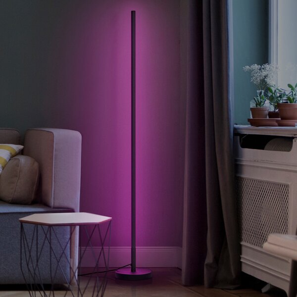OSRAM SMART+ WiFi LED стояща лампа ROUND черна 140 cm RGB CCT, Затъмняване, Черен, Дневна/трапезария, Алуминий, Модерен