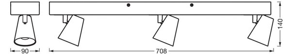 OSRAM LED таванска лампа NEPTUNE CLICK-SELECT, 3 спота, бяла, Бял, Дневна/трапезария, Метал, Модерен