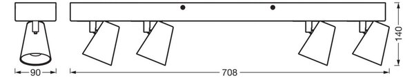 OSRAM LED плафон NEPTUNE, CLICK-SELECT, 4 спота, бял, Бял, Дневна/трапезария, Метал, Модерен