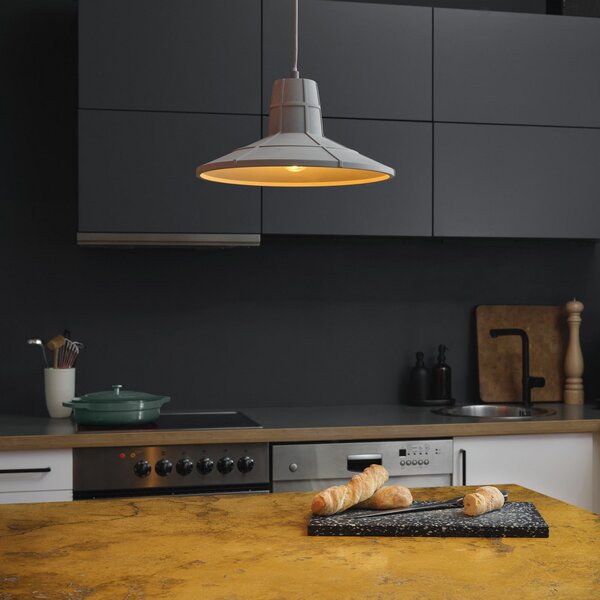 OSRAM висяща лампа CONCRETE SALA, сива, Ø 32 cm, бетон, E27, Затъмняване, Сив, Дневна/трапезария, Бетон, Млад живот