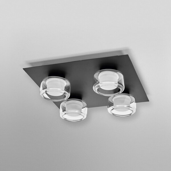 OSRAM LED плафон ORBIS FLAME, черен, 4-крилен, CCT IP44, Черен, Баня, Метал, Модерен