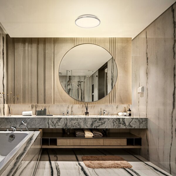 OSRAM LED плафон BATHROOM, хром, Ø 30 cm, IP44, CCT, Металик, Баня, Алуминий, Модерен